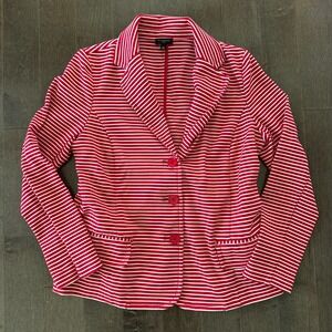 Talbots Womens Striped Blazer Preppy CandyCane Casual Red White MP‎